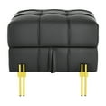 thumbnail image 5 of 22 inches Anti-scratch Leather Storage Ottoman, Pet Friendly Entryway Bench with Golden Stainless Steel Legs, Black, 5 of 6