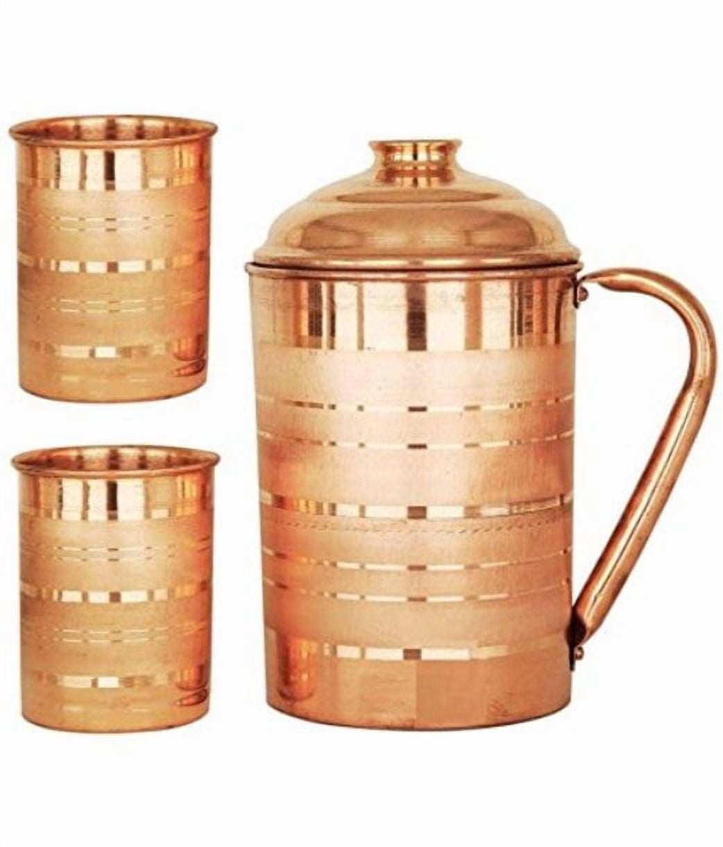 Sauran Jug Glass Water Bottle Set Jug Glass Tray Set (Copper)