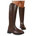 thumbnail image 4 of Xfvqtps Knee High Boots for Women Zipper Back Round Toe Block Low Heel Faux Leather Tall Boots, 4 of 9
