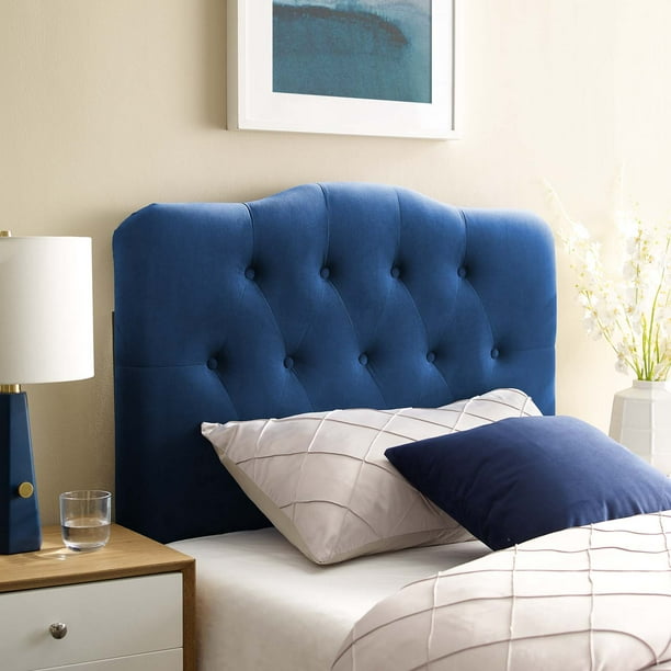 Annabel Twin Diamond Tufted Performance Velvet Headboard in Navy