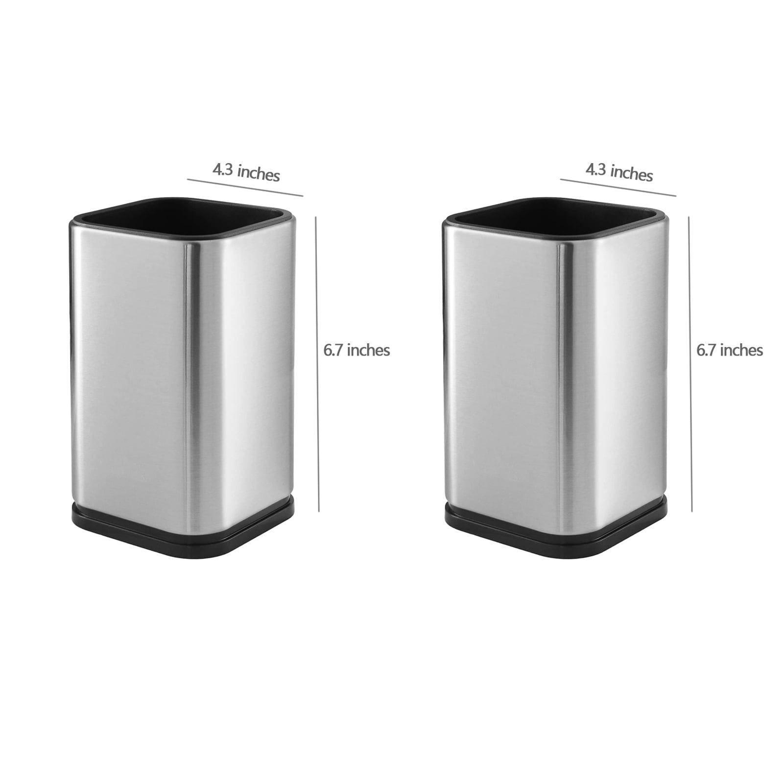 2PC Stainless Steel Kitchen Utensil Holder Caddy, Square Utensil Organizer, 4L X 4W X 6.7H