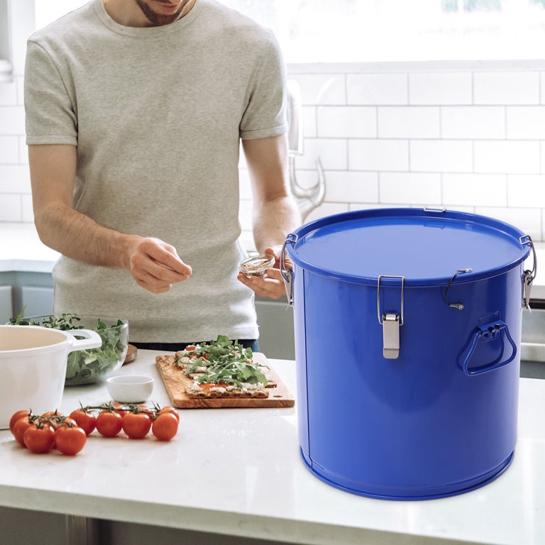 VEVOR Fryer Grease Bucket 6 gal. Rust-proof Coating Oil Transport Container with Lid and Lock Clips for Hot Cooking, Blue