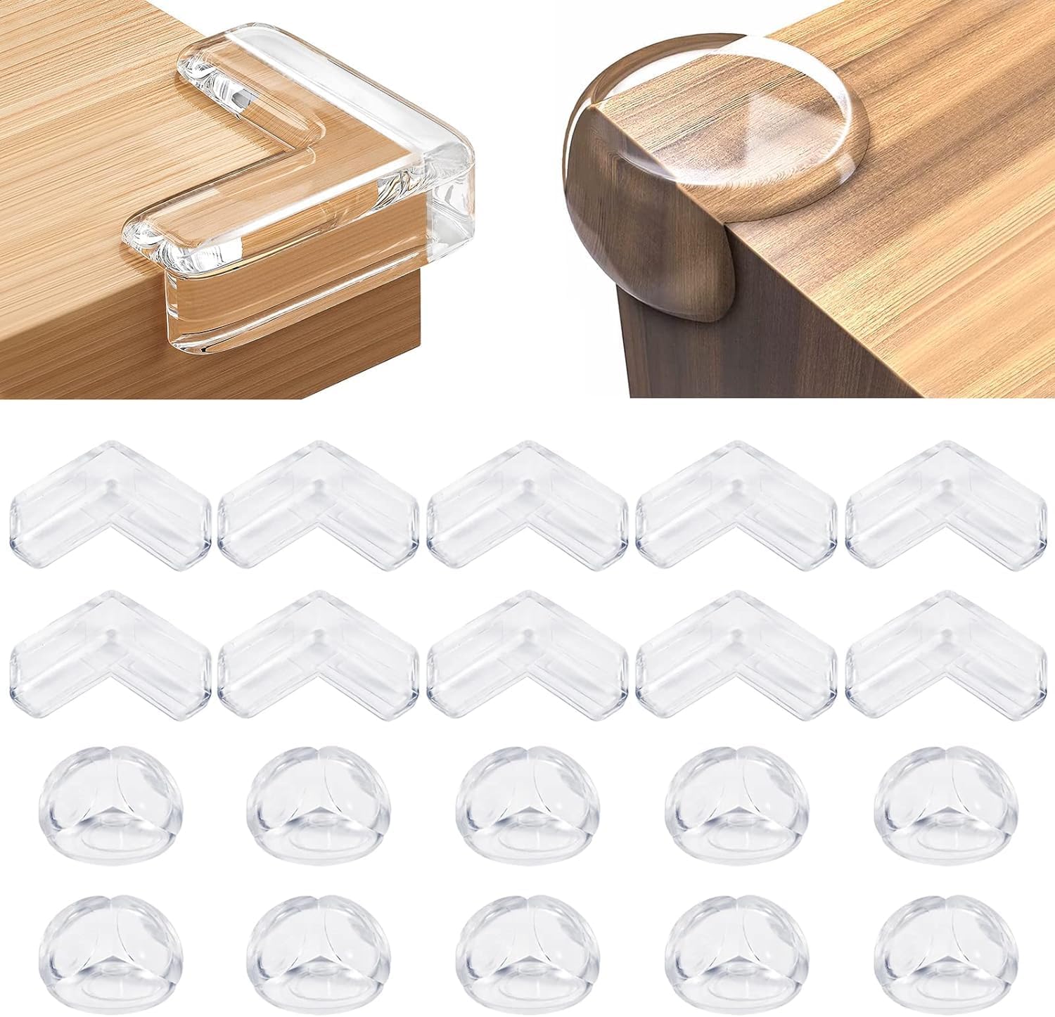 20 Pack Clear Corner Protectors for Baby Safety, Furniture Edge Guards, Childproof Table Corner Covers, Home Safety Bumper Pads