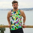 thumbnail image 6 of Yiaed Colorful Tie Dye Stained Glass Print Mens Compression Shirt Slimming Body Shaper Vest Workout Tank Tops Abs Abdomen Undershirts-Small, 6 of 7