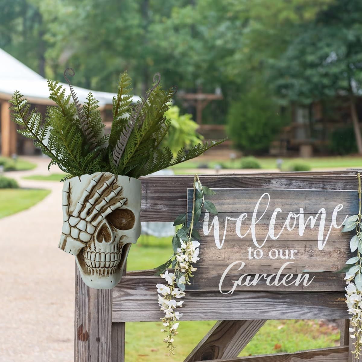Skull Face Hanging Planter with Drainage Hole for Indoor Outdoor Plants