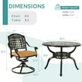 thumbnail image 5 of MEETWARM 5-Piece Outdoor Patio Dining Set, All-Weather Cast Aluminum Patio Conversation Set with 4 Cushions Swivel Rocker Chairs for Backyard Garden Deck and 38.5" Round Table, 2.2" Umbrella Hole, 5 of 7