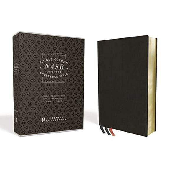Pre-Owned NASB, Single-Column Reference Bible, Wide Margin, Premium Goatskin Leather, Black, Premier Collection, Black Letter, 1995 Text, Art Gilded Edges, Comfort Print Paperback