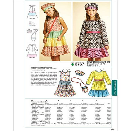 - Kwik Sew Pattern Dresses, Hat and Bag, (4, 5, 6, 7, 8), Hat: (S, M, L)