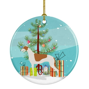 Greyhound Merry Christmas Tree Ceramic Ornament