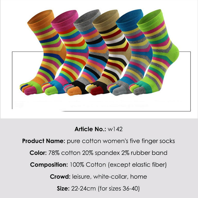 5pairs/pack Women's Solid Color Mid-calf Five-toe Socks, Simple Style For  Daily Wear