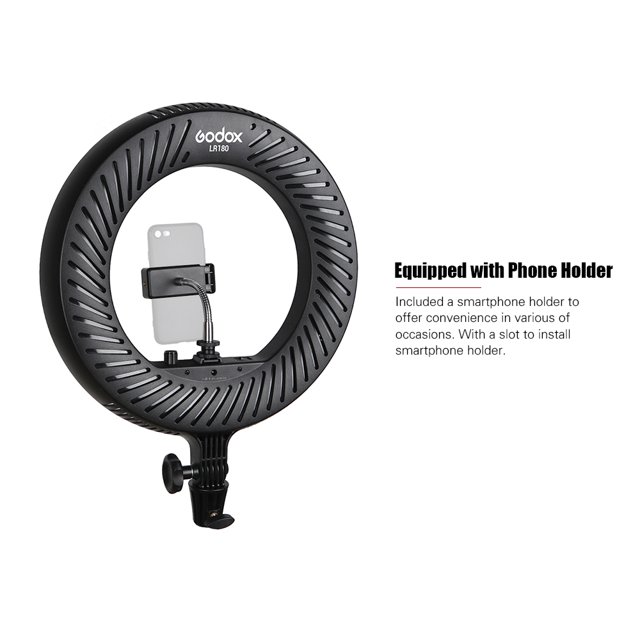 Godox LR180 Ring LED Video Light Temperatura de color frío con