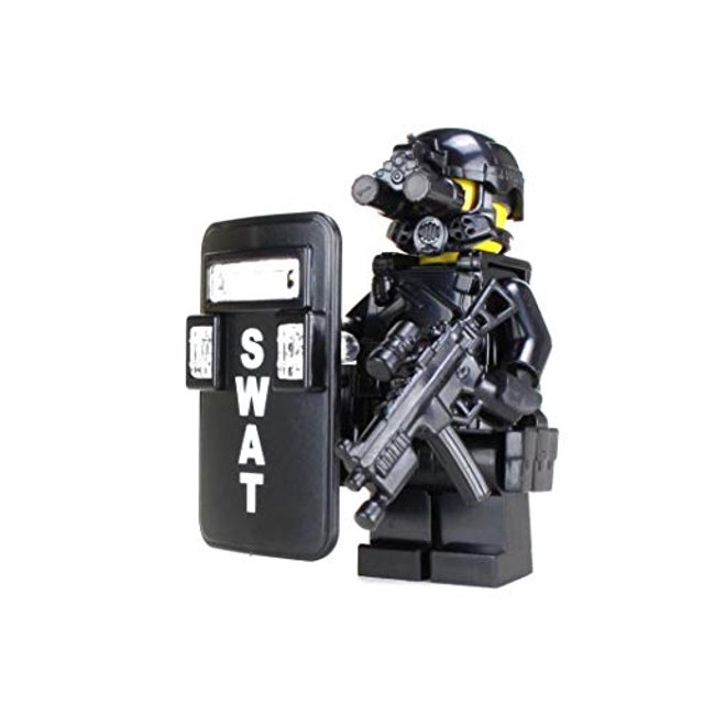 Minifigura personalizada de ladrillo de batalla Battle Brick Oficial de policía SWAT Pointman SKU50