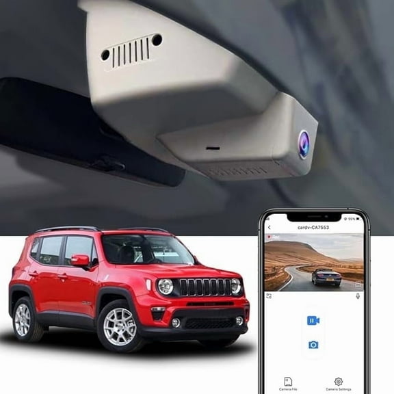 Fitcamx 4K Dash Cam Suitable for Jeep Renegade 2015-2024 Sport Limited Trailhawk Jeepster Latitude (Black), OEM Factory Look, Plug & Play, 64GB Card