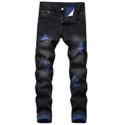 Ketyyh-chn99 Mens Pants Jeans 2024 Relaxed Fit Lounge Pants Classic Loose Fit Work Wear Trousers Black,34