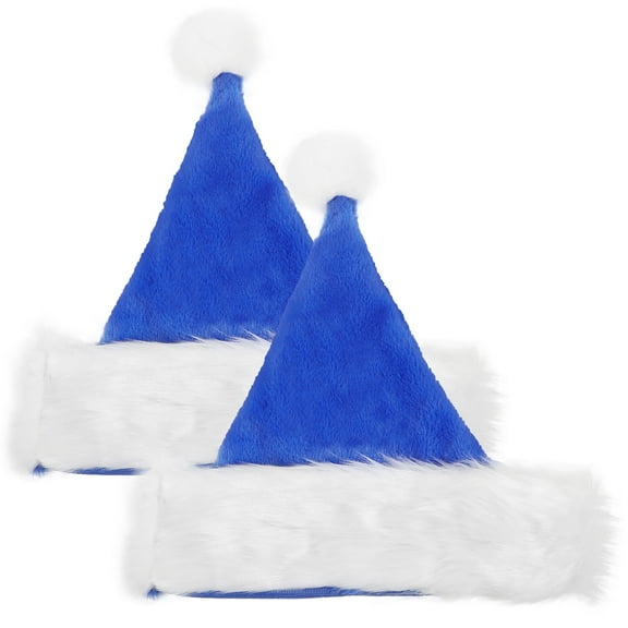 FONDOTIN Santa Hats Blue Fabric Traditional Christmas Ornament 10Set