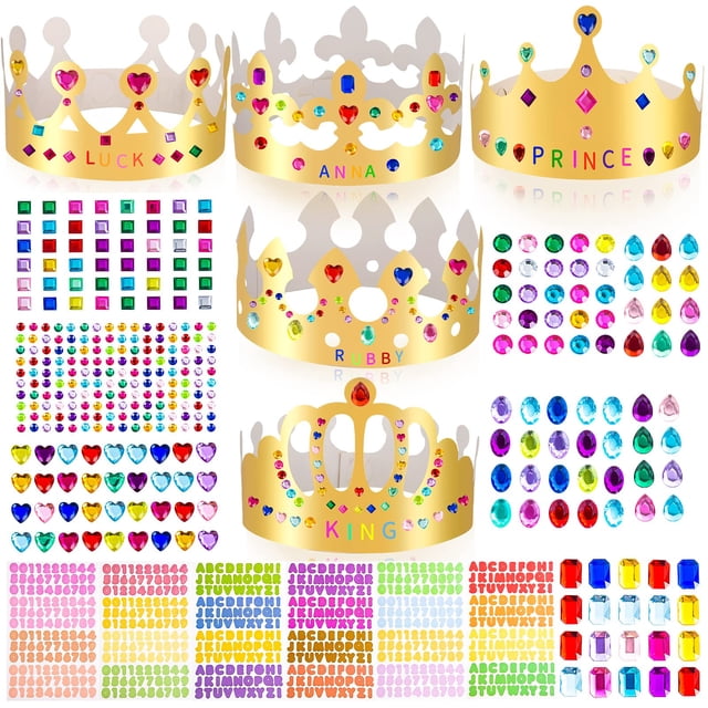 Juego de coronas de papel MGZTTHW Gold para niños con pegatinas, 15 unidades