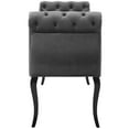 thumbnail image 4 of Modern Contemporary Urban Design Living Room Lounge Club Lobby Tufted Accent Chair Bench, Velvet Fabric, Grey Gray, 4 of 7