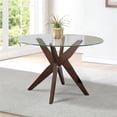 thumbnail image 2 of Pemberly Row Contemporary 48" Round Glass Top Walnut Base Dining Table, 2 of 5