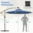 thumbnail image 3 of Gymax 10Ft Offset Hanging Umbrella Patio Outdoor w/ 32 Solar LED Lights Blue, 3 of 9