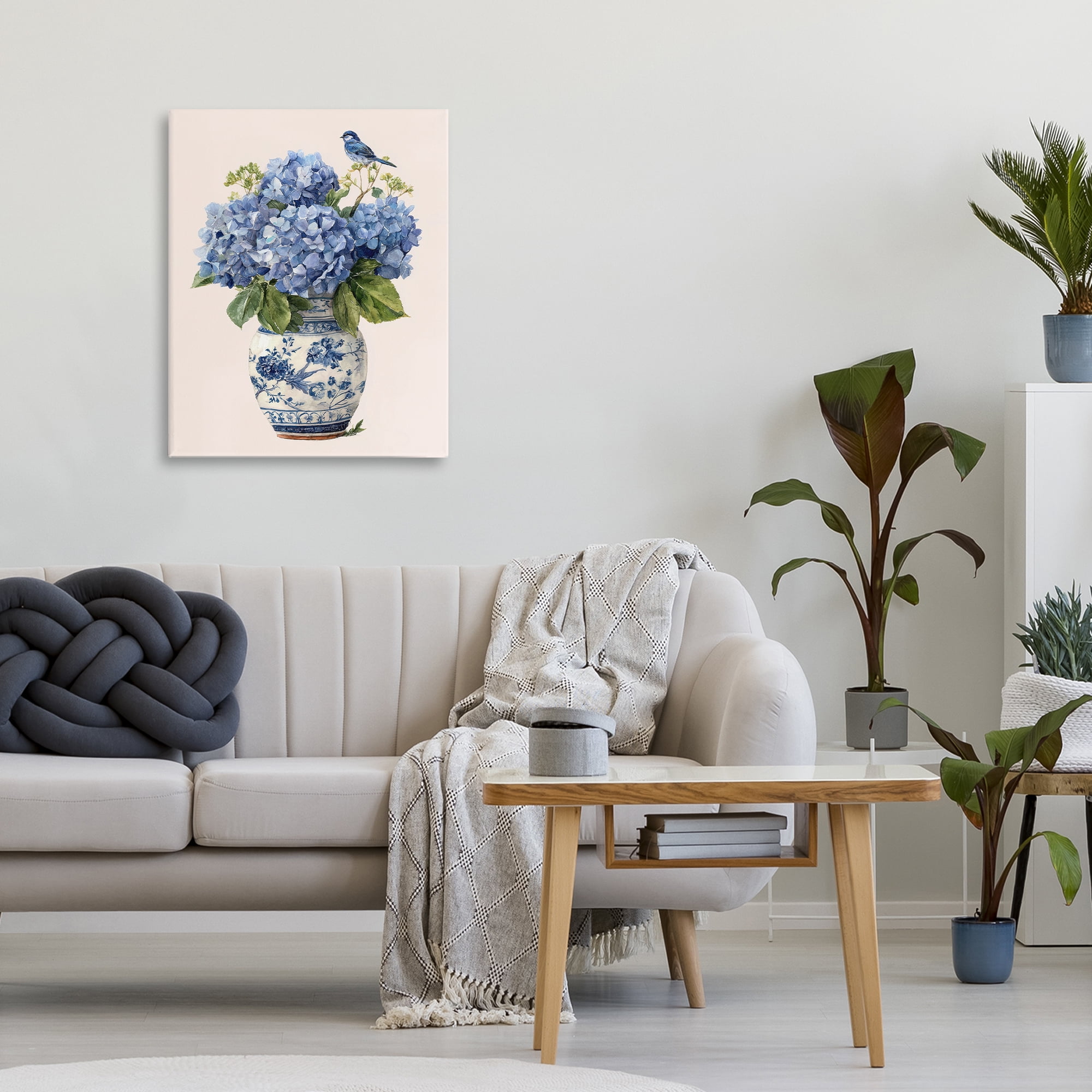 Stupell Industries Songbird Perched on Hydrangeas Canvas Wall Art, design by Imagine It Images