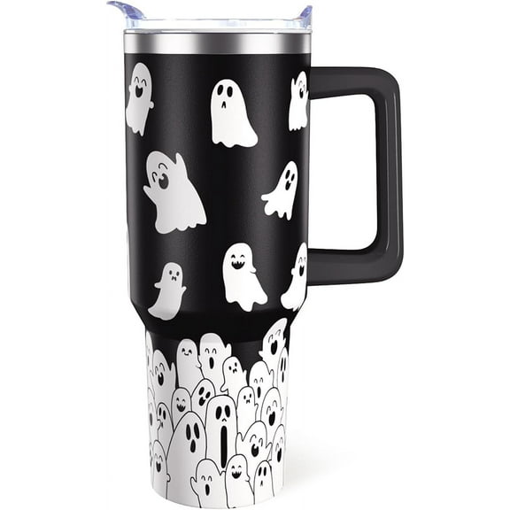 Halloween Tumbler 40oz Spider Web Spooky Tumblers with Lid and Straw Halloween Gifts for Women Men Stainless Steel 40 Oz Gothic Cup Goth Gift for Adults