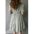 thumbnail image 3 of Women's Green Stripe Tasseled Tie Neck Ruffled Dress – Ideal for Casual Summer Outings, XL, 3 of 6