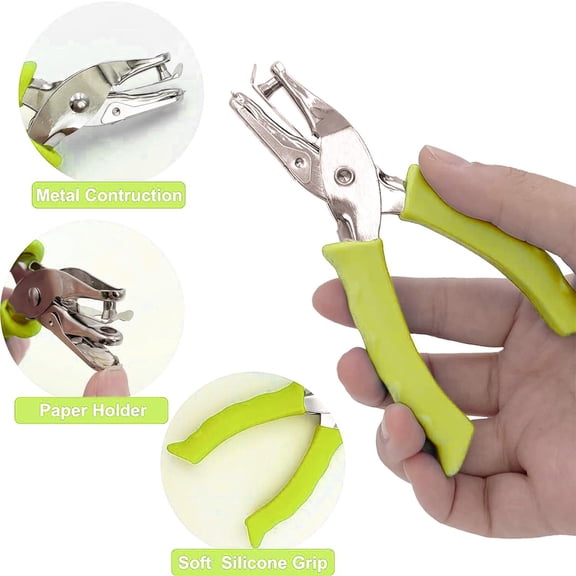 Single Hole Punch, Small Tiny Shaped Circle Metal Single Handheld Hole Paper Punch Punchers for Home, Office, Classroom, Handheld Circle Small Hole Paper Punch for Crafts, Scrapbooks, Tags, Ticket
