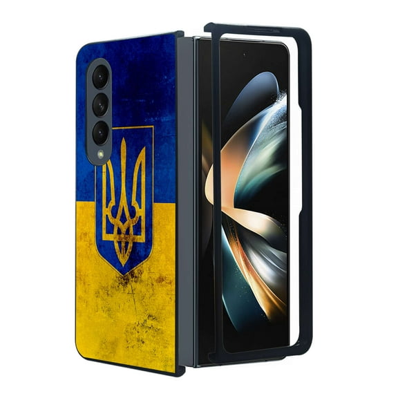 ANJ Protective Snap-On Design Printed Case Compatible with Samsung Galaxy Z Fold 4 - Ukraine Flag