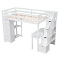 thumbnail image 6 of Twin Wood Loft Bed with Stairs and Wardrobe, Loft Bed with Storage Shelves and Drawer, Loft Twin Bed with Desk, Maximized space for Teenagers, Multiple Functions Bed(White), 6 of 8