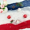 thumbnail image 5 of Kumdkd 1PC 4th of July Cheese Cloth Table Runner, Vintage Red White and Blue Table Runner for Memorial Day Labor Day Independence Day Veterans Day Patriotic Party Decoration 35.4*118 Inch, 5 of 9
