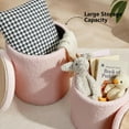 thumbnail image 4 of Boucle Round Ottoman with Storage Set of 2,Small Foot Stool Ottoman for Living Room, Small Coffee Table,Vanity Stool with Storage for Bedroom, Pink, 4 of 16