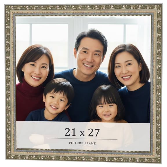 21x27 Frame Silver Solid Wood Picture Frame Width 1.125 Inches | Interior Frame Depth 0.375 Inches