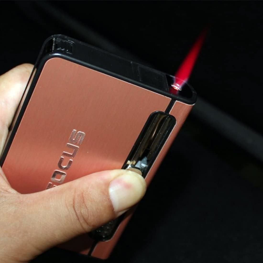 Focus Cigarette Case Dispenser with Butane Jet Torch Lighter (Holds 10)