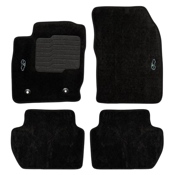 Carpet Floor Mats For 2018 to 2022 Ford EcoSport with Heel Pad and Retention Clips - Front and Rear - Black