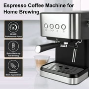 Fyydes Espresso Machine 20 Bar, 1.5L Water Tank with Milk Frother Steam, Stainless Steel Coffee Maker for Espresso, Latte, Mocha, Americano, 1050W, Silver