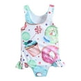 thumbnail image 2 of RTKFRFLM Girls Summer New Donut and Lollipop Print One-Piece Swimwear Pool Beach Outfit for Babies Ages 0-2 Cute Swim Set, 2 of 7