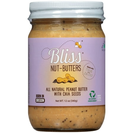 Bliss Nut-Butters All Natural Peanut Butter with Chia Seeds, 12 oz