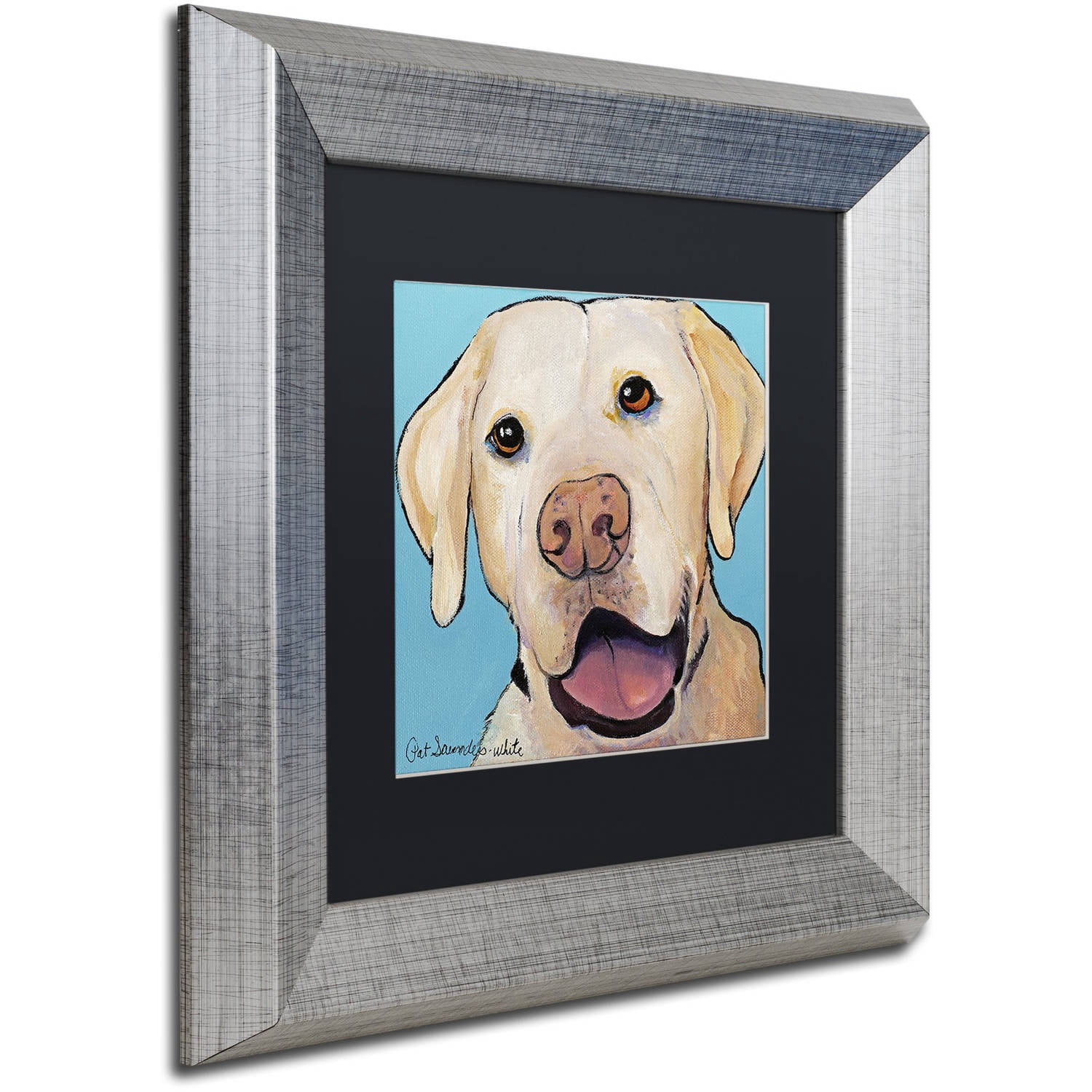 Trademark Fine Art "Lucky Dog Canvas Art" Canvas Art by Pat Saunders-White, Black Matte, Silver Frame