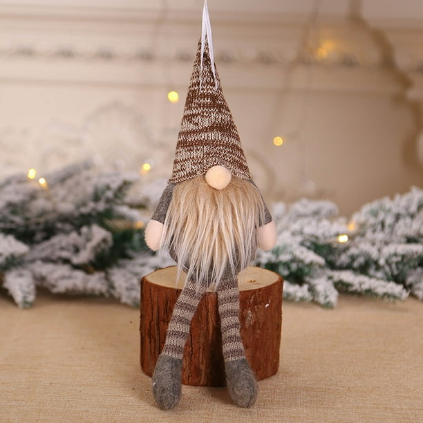 Xihbxyly Muñeca Del Bosque Sentada, Decoración Navideña Artesanal, Cuerpo de Lana Suave, Base con Peso para Mayor Estabilidad, Colgante de Árbol de Navidad, Decoración Acogedora para El Hogar, Tamaño