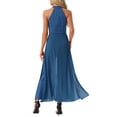 thumbnail image 3 of INSPIRE CHIC Women's Dressy Jumpsuit Halter Neck Sleeveless Elegant Formal Wide-Leg Jumpsuit XS Peacock Blue, 3 of 6