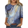 thumbnail image 1 of Camiseta de manga larga con cuello redondo y estampado floral para mujer Pompotops FGAJ10021, 1 of 5