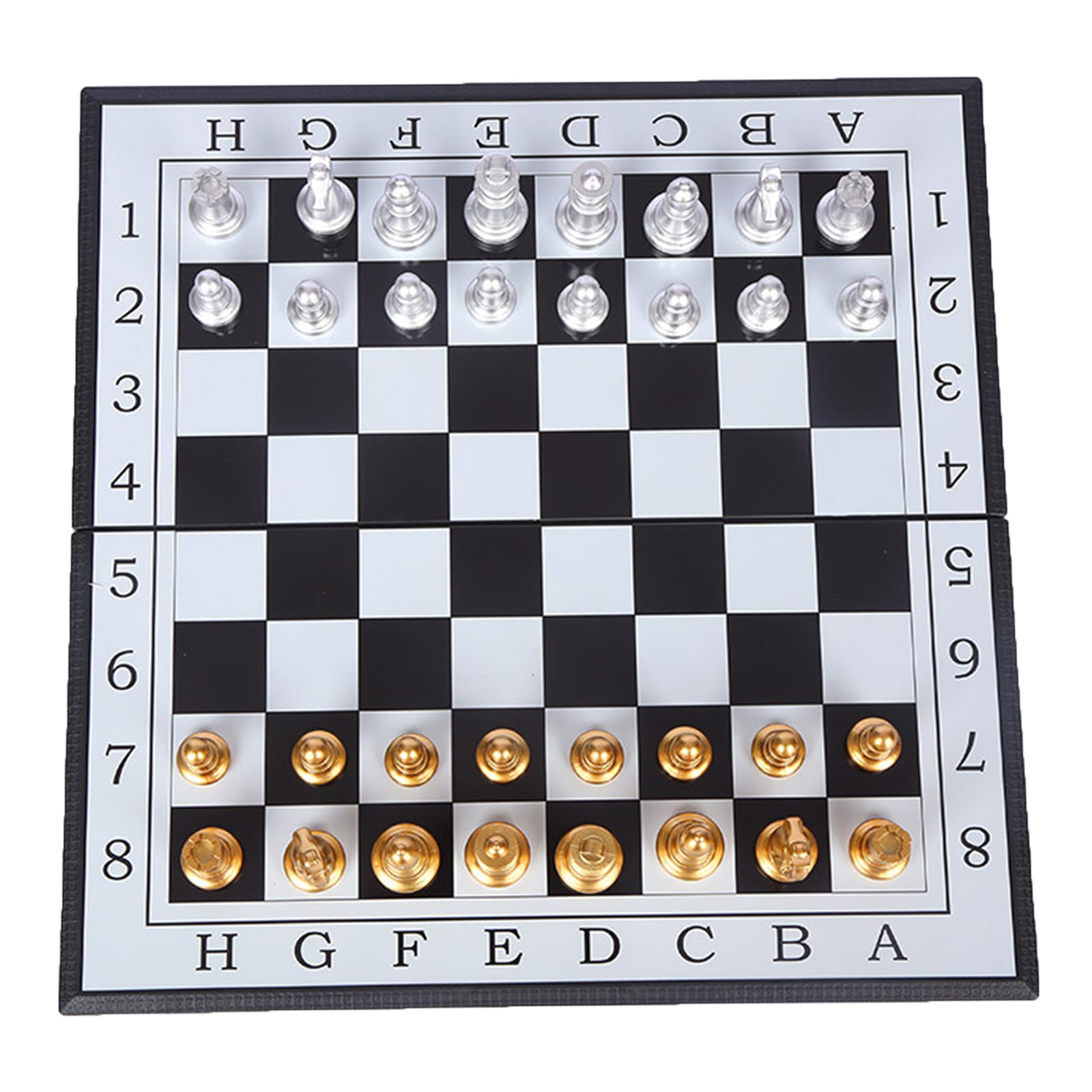 Chess Board set Folding Large GOLD and SILVER Magnetic Chessboard Gift Toy 