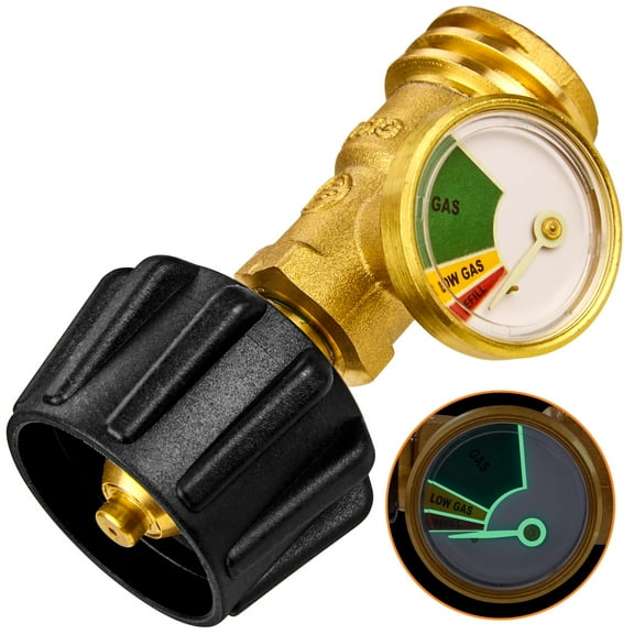 Flame King Propane Tank Gauge with Leak Detector and Glow in the Dark Dial