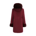 thumbnail image 2 of Aayomet Trench Coats For Women Women's Thickened Contrast Color Drawstring Down Jacket Hooded Parka Long Puffer Coat,Red L, 2 of 5