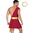 thumbnail image 2 of Linjinx Men's 2Pcs Festival Ancient Greek God Toga Outfit and Headwear Set for Toga Party Burgundy L, 2 of 6