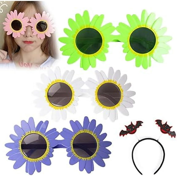 Sunflower Glasses for Costume,Women Funny Daisy Yellow Flower Sunglasses for Halloween