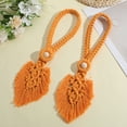 thumbnail image 3 of 1set 2pcs Handmade Macrame Leaf Curtain Tiebacks Wooden Bead Clutch Curtain Holdback for Home Wall Drapes Window Decoration Dark Orange 400x130mm, 3 of 6