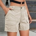 thumbnail image 2 of Lenpel Cargo Shorts for Women Trendy Elastic High Wasited Straight Leg Casual Shorts Streetwear Summer Shorts with Pockets, 2 of 5