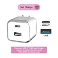 thumbnail image 3 of onn 32W Dual-Port USB-C & USB-A Wall Charger, Fast Charging, USB-IF Certified, Foldable Plug, White – Compatible with iPhone, iPad, AirPods, Samsung Galaxy, Note, Pixel & More, 3 of 8