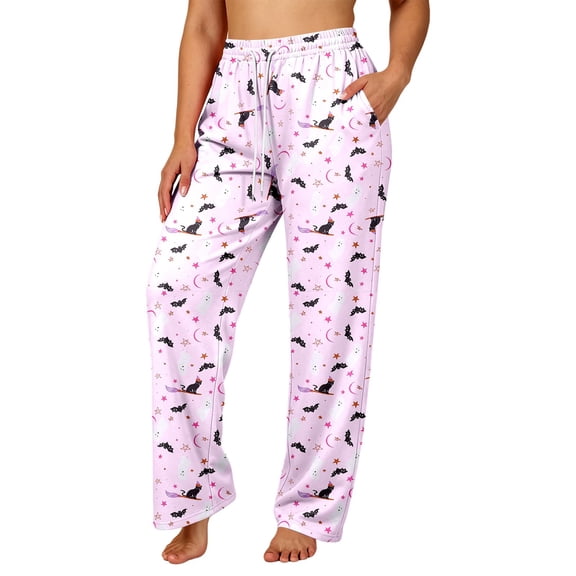 XINPING Couples Pajama Pants Halloween Matching Sets Holiday Pj Pants Cute Soft Pajama Pant with Pockets Lounge Relaxed Fit Comfort Daily Wear